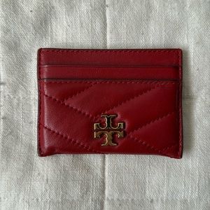 Tory Burch Kira Chevron Leather Card Case (Red/Gold)